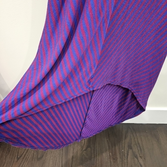Mossimo Hi Lo Chevron Stripe V Neck Cap Sleeve Dress Purple Pink Size Medium - Picture 6 of 8